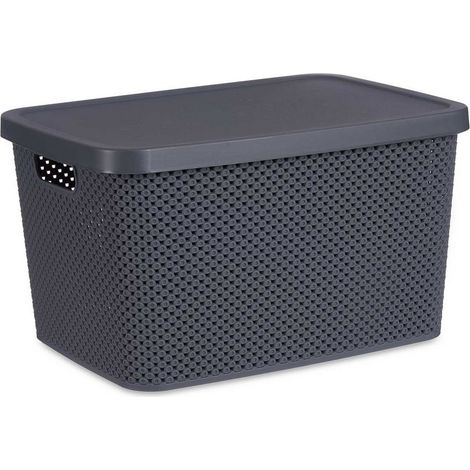Scatola portaoggetti con coperchio Antracite Plastica (28 x 22 x 39 cm) (1/3)