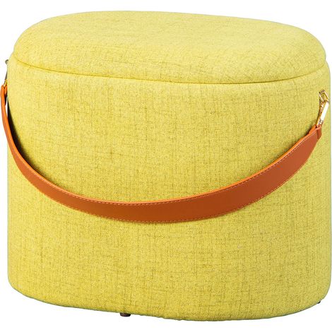 DEENA - Pouf avec Coffre et Lanière Jaune (1/5)