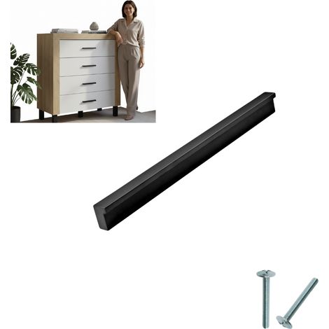 Schwarzer, eleganter Möbelgriff, Klaviergriff, Größe 128 MAT Typ 2 (1/5)
