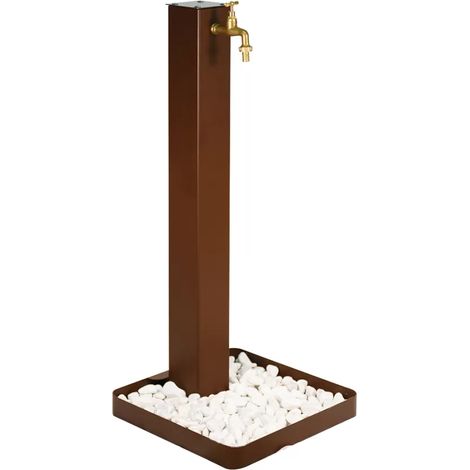 Fontana da giardino corten 95 cm con ciottoli (1/5)
