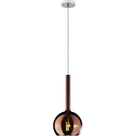 Lampadario moderno top light future 1155cr sp e27 led vetro pirex soffiato sospensione, vetro rame