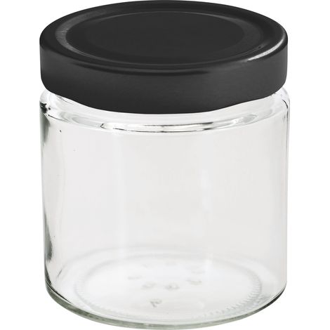 Einkochwelt Hochrandgläser mit Deckel 12 Stück, 220 ml, mit Deckel schwarz