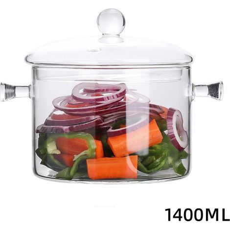 1400 ml Glasschüssel mit Deckel, Salatschüssel, Servierschüssel, Obstschale, Dessertschüssel, transparent (1/5)