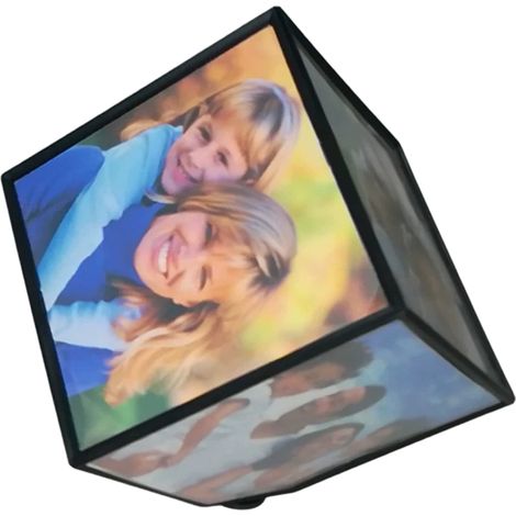 Cadre Photo Cubique - Rotation Manuelle - Pour Bureau Intérieur - 6 Faces - 10 x 10 cm Par Face (1/5)