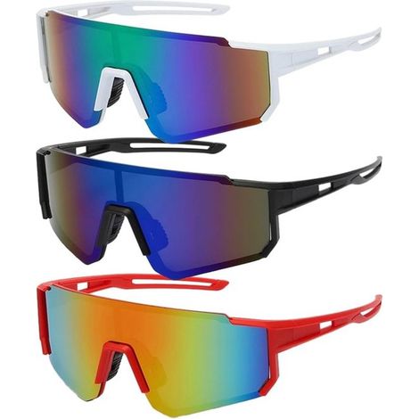 Paquete de 3 - 14,5 x 12,3 x 5,4 cm - Gafas de montaña resistentes al viento - Protección UV - Protectoras - Para ciclismo y otras actividades al aire libre - Unisex (1/5)