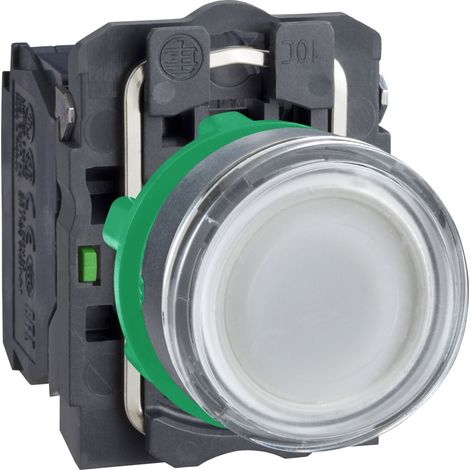 Pulsante luminoso bianco Ø22 - filoghiera ad impulso - 240V - 1NA+1NC - XB5AW31M5