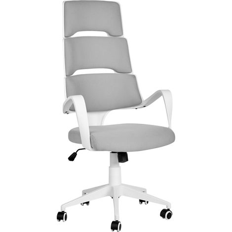 Silla de oficina reclinable de poliéster gris blanco giratorio asiento regulable Grandiose