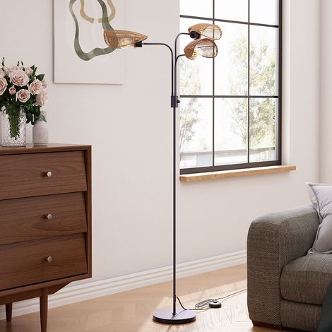 Paper Rope String-Wrapped Lampshade 3-Light Floor Lamp (1/5)