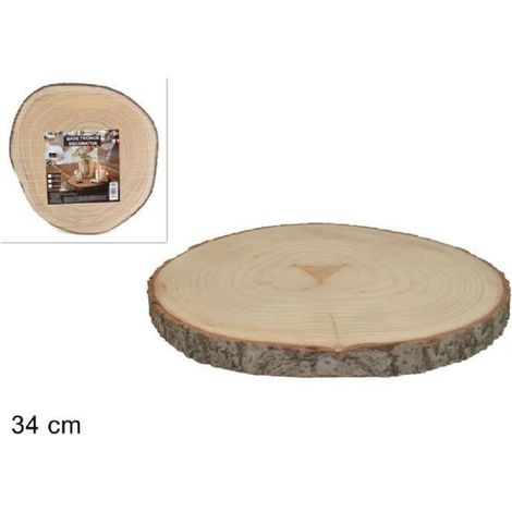 Trade Shop - Tronco Base Madera Natural Disco Ornamental Diámetro 34 Cm Redondo -