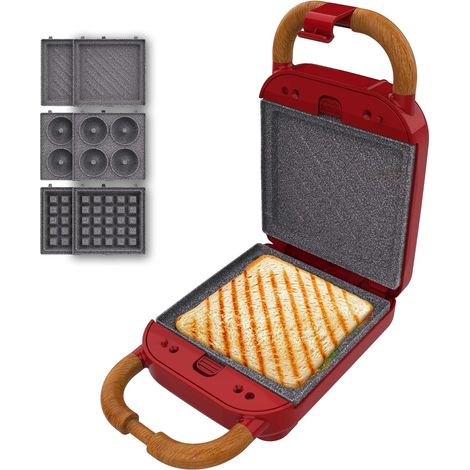 Machine à sandwich 3-en-1 700 W Cecotec Rouge