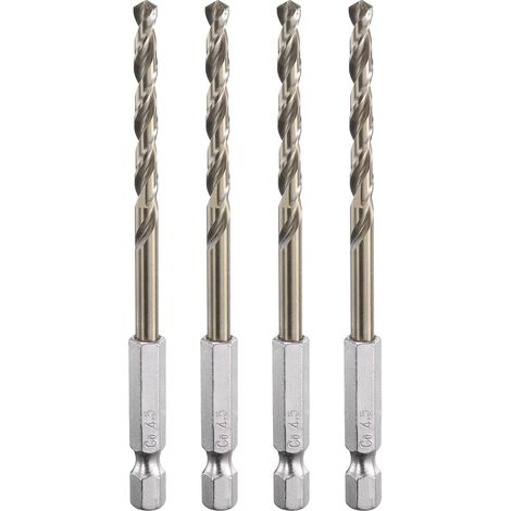 4Pcs Foret Hélicoïdal en Acier Rapide au Cobalt M35 4.5mm Dia (1/5)