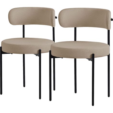 ML-Design Set di 2 Sedie per Sala da Pranzo Sedia da Cucina in Tessuto Teddy Marrone Poltroncina da Soggiorno con Schienale Poltrona Imbottite con Gambe in Metallo Nero Sedie Lounge Ergonomiche (1/5)