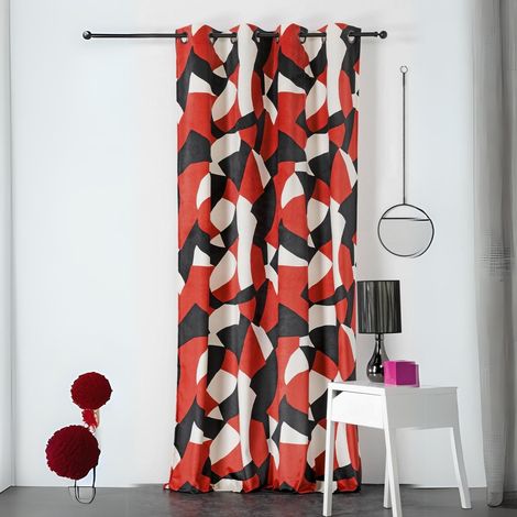 Rideau Art deco "CAMO" - 145x240cm - Rouge (1/3)