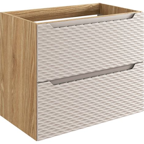 Waschtischunterschrank 70cm in Eiche mit beige OLUO-56-BEIGE (1/5)