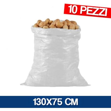 SACCO SACCHI AGRICOLTURA POLIPROPILENE PP OLIVE GRANO FRUTTA 10PZ V/MISUR 30763V 130X75 (26669)