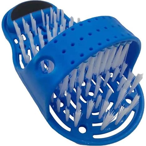 Spazzola per la pulizia dei piedi, Jiyor Spazzola per la pulizia dei piedi in rete di plastica blu + 4 spugne esfolianti per il corpo da doccia per favorire la circolazione e rimuovere la pelle morta (1/5)