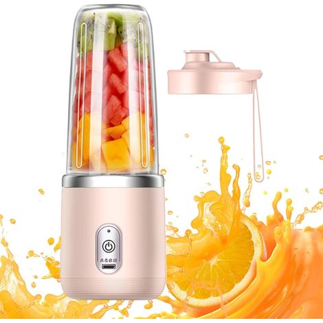 Mini Mixeur Portable Rechargeable, Mini Mixeur Portable Pour Smoothies, Tasse De 400 Ml, Couvercle À Emporter, Avec 6 Lames Portable Juice Blender Pour Cuisine Bureau Voyage Sport