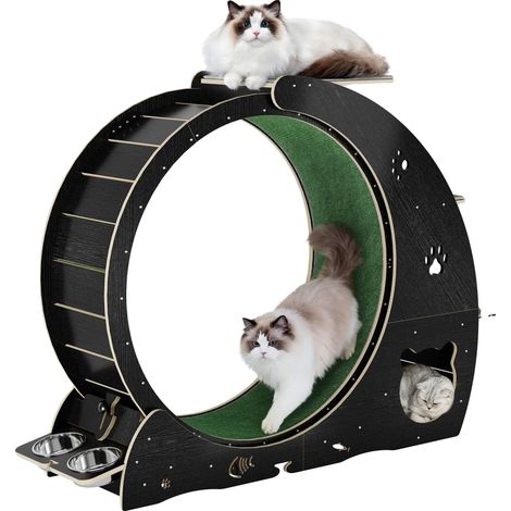 Ruota per gatti, design multifunzionale, funzionamento silenzioso, colore nero. (1/2)