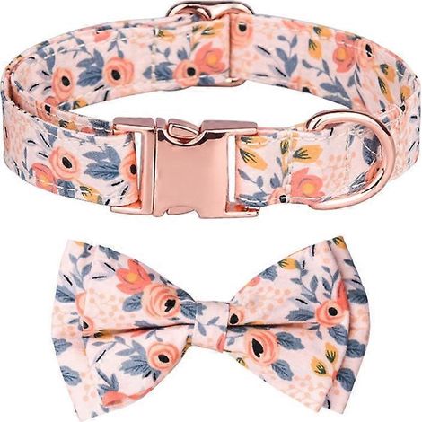 Niedliches, verstellbares Hundehalsband mit Blume, Sicherheitsverschluss, D-Ring, leicht zu reinigen, Geschenk - Größe S, orange.