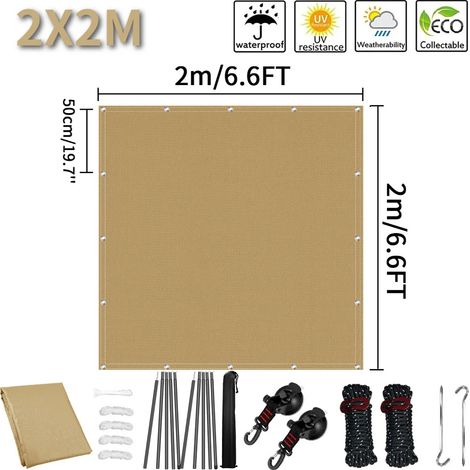 Auvent de camping-car (2 x 2 m, jaune sable), protection UV et imperméable (1/5)