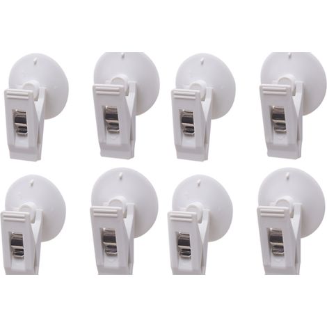 Lot de 8 pinces pour rideau de douche, avec ventouses, ventouses fixes à 35°, base de 30 mm. (1/5)