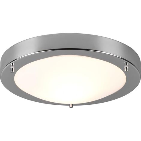 Plafonnier Condus 1xE27 max.60,0 W Verre opale Blanc Corps: metal Chrome Ø:31,5cm H:8,0cm IP44 (1/5)