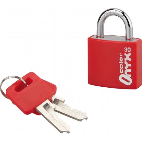 Cadenas à clé Color, intérieur, alu, 30mm, anse acier nickelé, 2 clés - SP