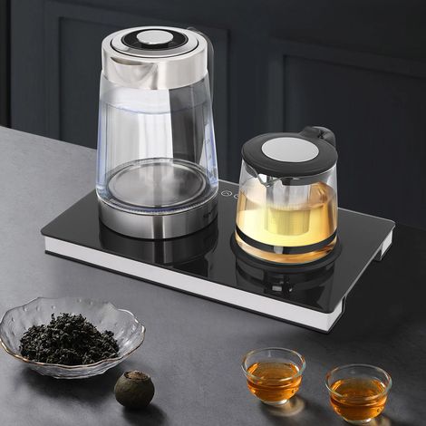 2-Brenner Elektrischer Wasserkocher Transparenter Wasserkocher Kaffeestation Teestation 2.5L/1000ml 1800W Lcd-anzeige