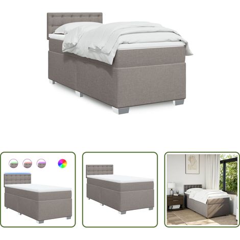 vidaXL Surmatelas - Sommier à lattes de lit avec matelas Taupe 90x190 cm Tissu (1/5)