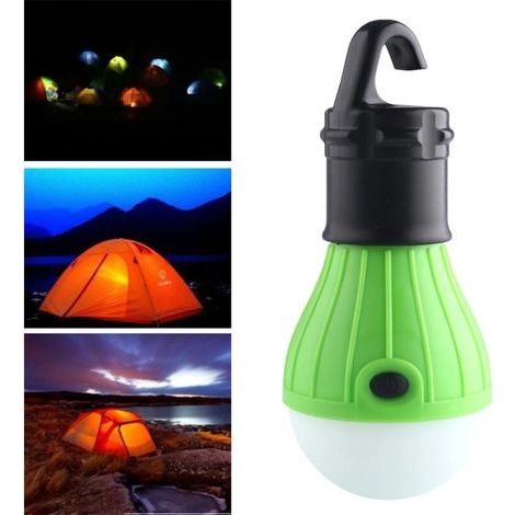 Mini linterna portátil con luz LED para tienda de campaña, luz de emergencia, gancho impermeable (verde) (1/4)