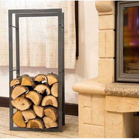 Kaminholzregal Kaminholzständer 100 cm Grau 80003 Holzkorb Kaminholzhalter Regal