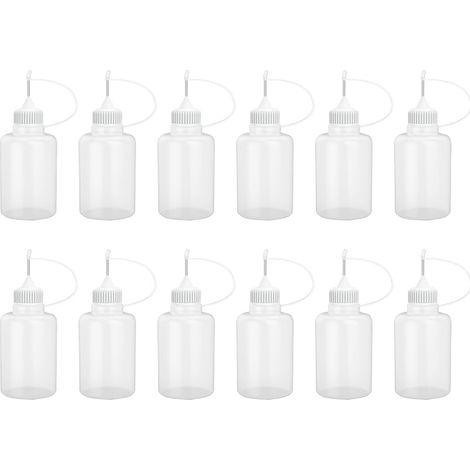 Lot de 12 flacons applicateurs de précision en Plastique pour Colle Acrylique 15 ML (1/5)