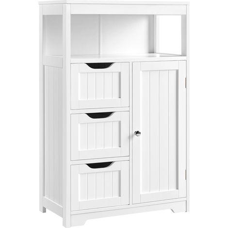 Armoire de Salle de Bain en Bois, 55,5 x 29,5 x 86,5 cm, Blanc (1/5)