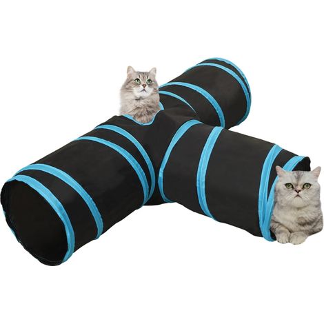 Maison Exclusive - Katzentunnel 3-Wege Schwarz und Blau 90 cm Pol
