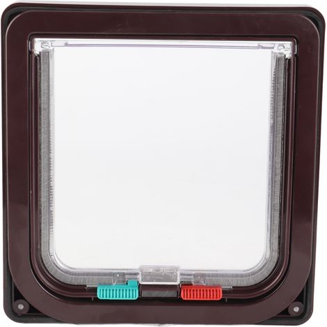 Porte de sécurité pour chat avec clapet anti-retour, barrière en plastique pour petits animaux de compagnie, marron, taille S (1/5)