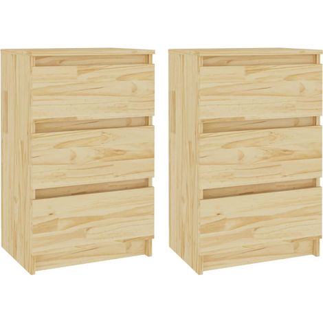 Nachttische 2 Stk 40x29,5x64 cm aus massivem Kiefernholz