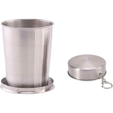 Vaso de viaje telescópico plegable de acero inoxidable, tamaños S/M/L, tamaño portátil, para actividades al aire libre.