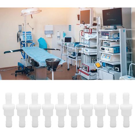 Packung mit 10 federbelasteten Kunststoff-Rückschlagventilen, beständig gegen Druck, Ozon und Öl, weiß, 10 mm. (1/5)