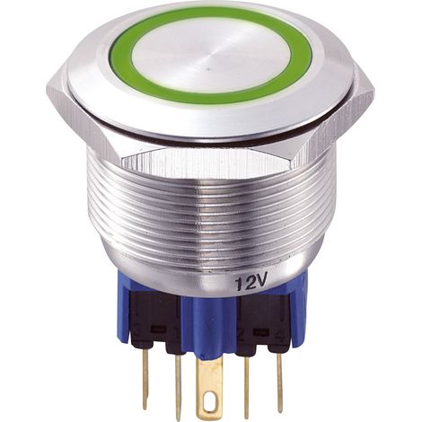 TRU COMPONENTS 701946 GQ25-11E/G/12V Vandalismusgeschützter Drucktaster 250 V/AC 5 A 1 x Ein/(Ein) t (1/2)