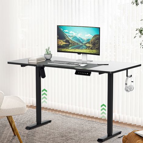 SWANEW Scrivania regolabile in altezza elettrica 140x60cm seduta e in piedi con 4 tastiere a memoria e sistema anticollisione, regolabile in altezza 70-15cm (nero) (1/5)
