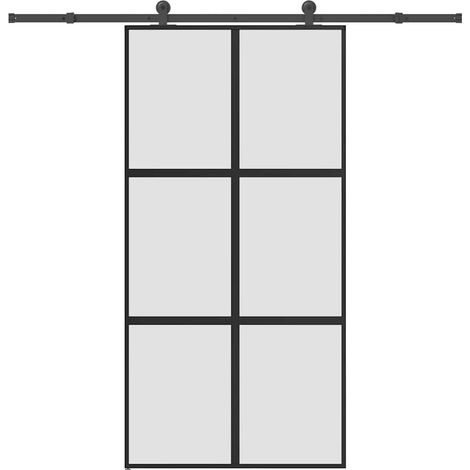 Schiebetür mit Beschlag 102,5x205 cm Hartglas & Aluminium