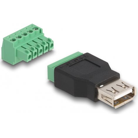Delock Adaptador de USB 2.0 Tipo-A hembra a bloque de terminales 2 piezas