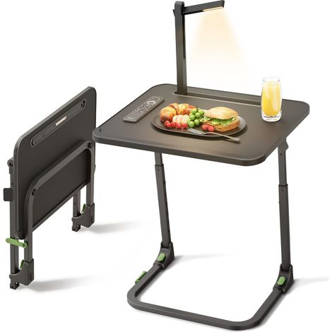 Upgraded Small Folding Table, Height & Tilt Adjustable Sturdy TV Dinner Tray Tables, Multifunction TV Trays for Eating (1/5)