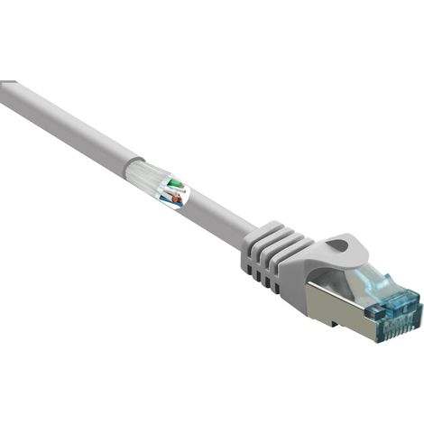 Renkforce RF-5047510 RJ45 Câble réseau, câble patch CAT 6a S/FTP 0.25 m gris avec cliquet d'encastrement, ignifuge 1 pc(s) S524332 (1/5)