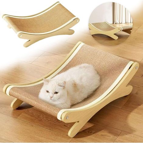 APEX Lit griffoir en sisal pour chat avec tapis en sisal, chaises en sisal pour chats, lit surélevé pour chaises longues, hamac de plage