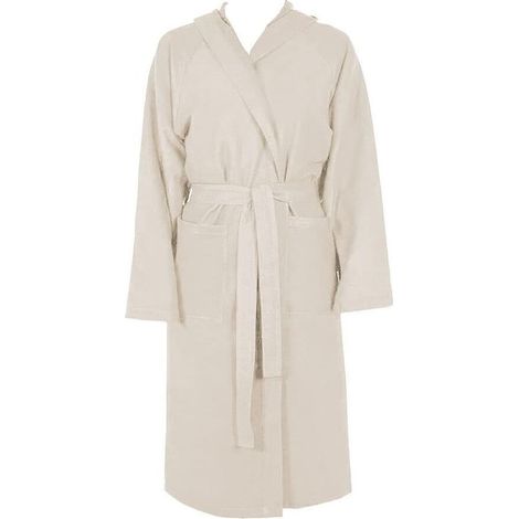 Peignoir Microfibre Moderne Couleur Unie Doux Homme Femme Ceinture Poches Capuche Beige - XXL (1/4)