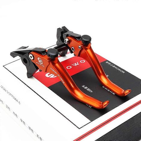 Shengshi 703F poignée de frein athlétique courte modifiée à deux doigts avec klaxon et tige de traction, accessoires de moto (orange) (1/5)