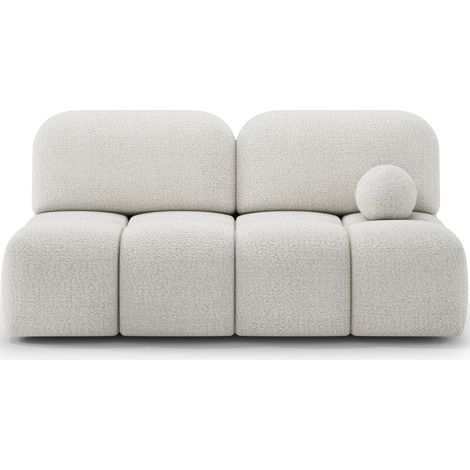 Canapé convertible NUVA 200cm en tissu bouclette – Design moderne avec coffre de rangement-Blanc (1/5)