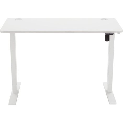 Bureau assis-debout électrique réglable en hauteur, ergonomique, facile à utiliser, plateau blanc et cadre blanc, 120 x 60 cm (1/5)