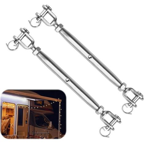 PUCIO 2 Stück M6 Edelstahl-Spannseil-Spannschrauben, Markisenspanner, Edelstahl-Spanner, Seilspanner, Kabelspanner, Spannschraubenschraube, Gabel für Segelboote, Markisen, Wäscheleine (1/5)